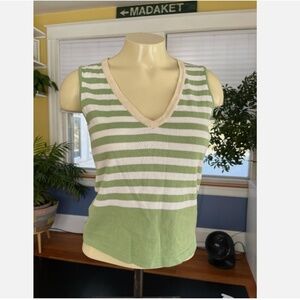 Amina Rubinacci Sleeveless Sweater Tank V-neck Green Italy